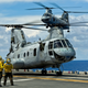A CH-46 Sea Knight from Marine Medium Helicopter Squadron (HMM) 262 approaches the flight deck of the amphibious assault ship USS Bonhomme Richard (LHD 6). (US Navy)